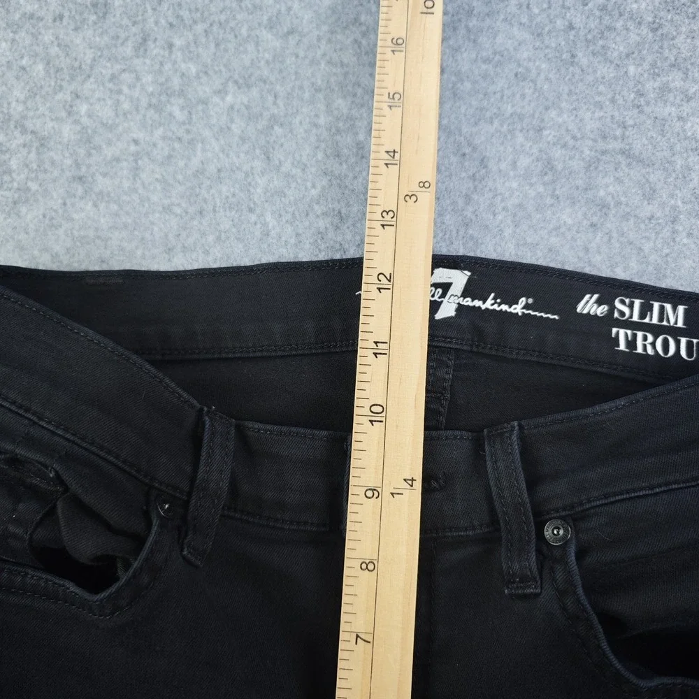 7 For All Mankind Slim Trouser Jeans Women's 29 Black Flare Stretch Denim 30x33